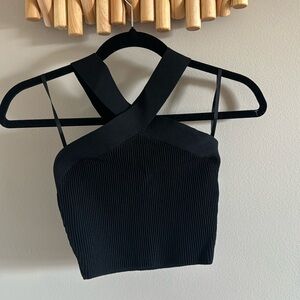 Aritzia Babaton Sculpt Knit Criss Cross Cropped Tank | Black | S